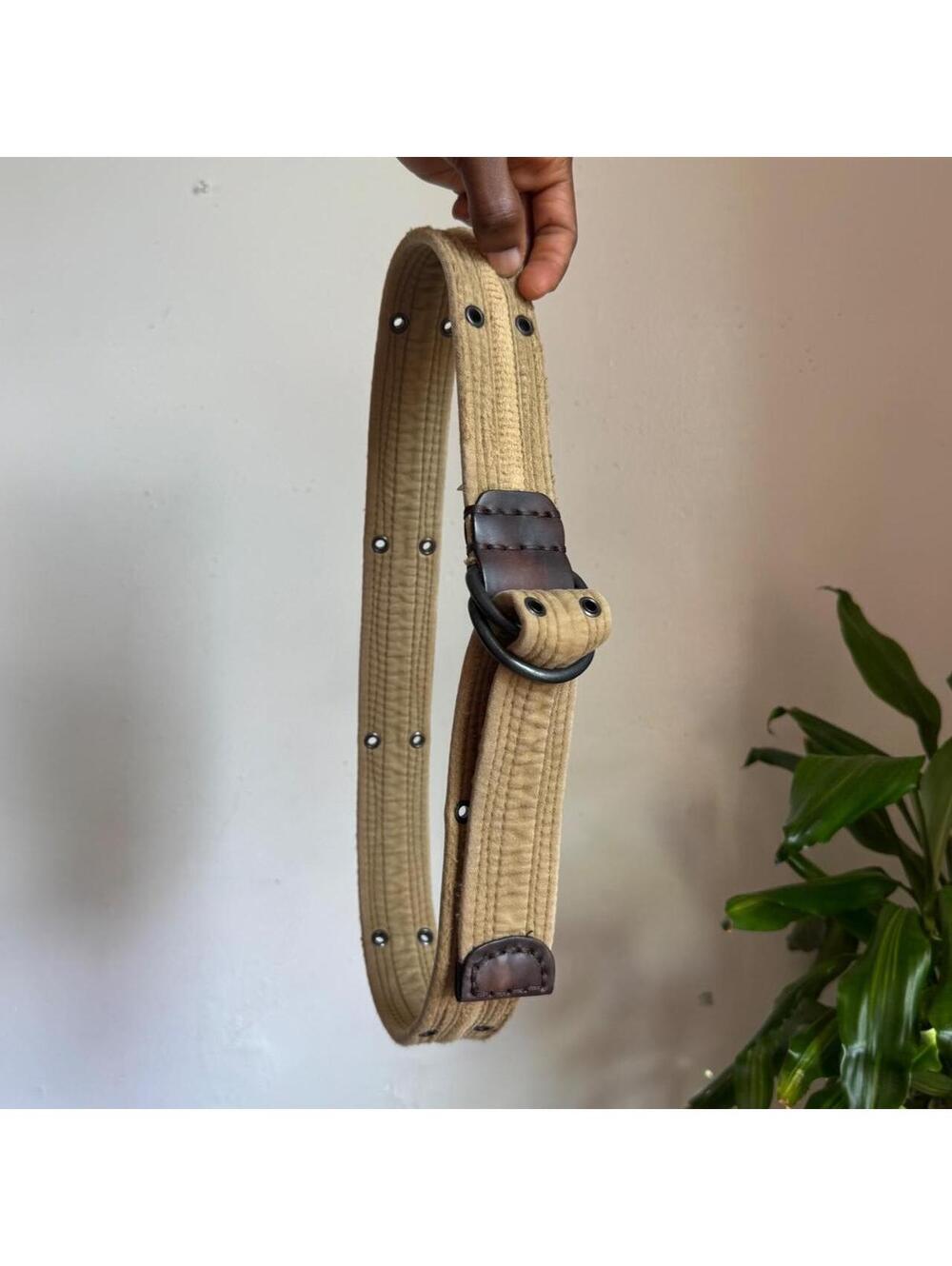 Vintage Abercrombie & Fitch distressed Canvas D-Ring grommets Belt size 32
